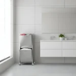 Panier à linge en acier inoxydable avec 2 compartiments à basculement, sur roues, tango Don Hierro – Image 8