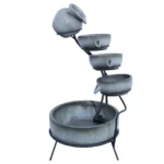 Fontaine Énergie Solaireà 4 Niveaux de Bols Renversants Gris Monstershop – Image 4