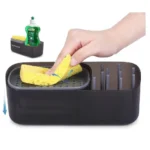 Distributeur de Liquide Vaisselle Cuisine 3 en 1 noir Vendos85