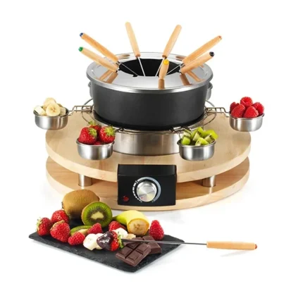 Lot appareil à raclette et appareil à fondue en bois Kitchen Chef Professional