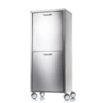 Panier à linge en acier inoxydable avec 2 compartiments à basculement, sur roues, tango Don Hierro – Image 2