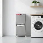 Panier à linge en acier inoxydable avec 2 compartiments à basculement, sur roues, tango Don Hierro – Image 4