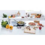 Lot wok tout inox et couvercle verre 30 cm Excell'Inox Mathon – Image 2