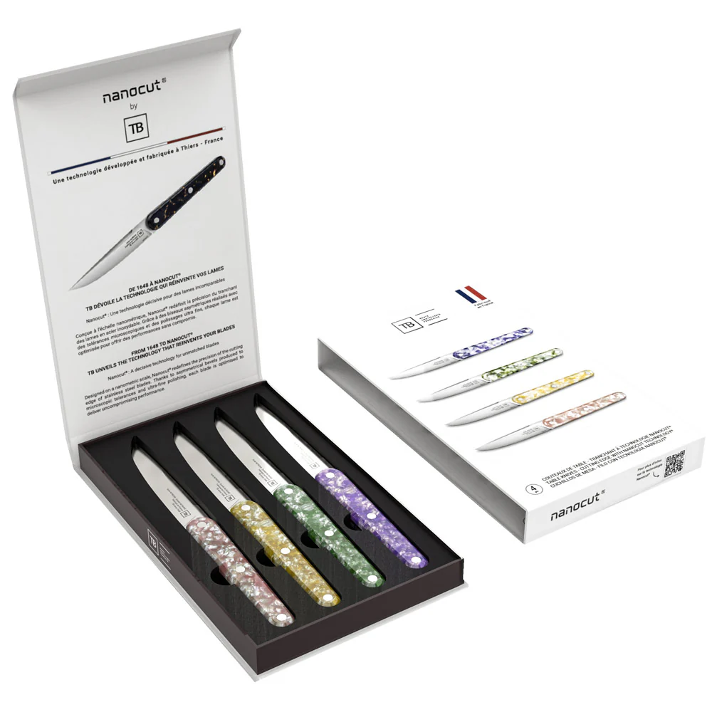 Coffret de 4 couteaux de table joseph nanocut multicolore Tarrerias Bonjean Coffret de 4 couteaux de table joseph nanocut multicolore Tarrerias Bonjean