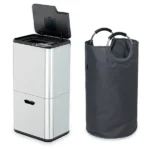 Lot poubelle de cuisine 3 bacs de tri sélectif 63 L inox et grand panier de tri 72 L Mathon