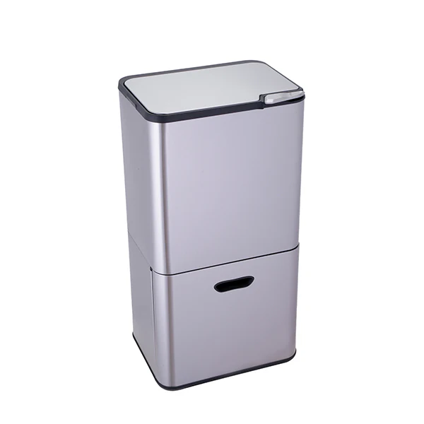 Poubelle de cuisine 3 bacs de tri sélectif 63 L inox Mathon Poubelle de cuisine 3 bacs de tri sélectif 63 L inox Mathon