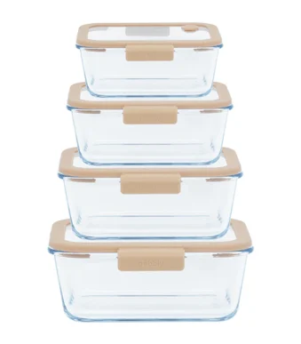 4 boîtes de conservation sous vide 460 ml, 800 ml, 1200 ml et 1900 ml et pompe sous vide Pebbly