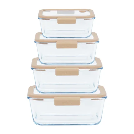 4 boîtes de conservation sous vide 460 ml, 800 ml, 1200 ml et 1900 ml et pompe sous vide Pebbly