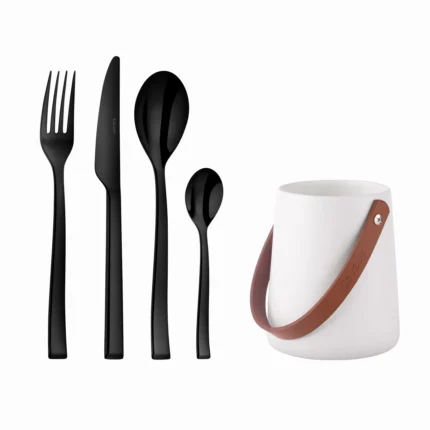 Side Noir - 24 couverts de table avec support de rangement nomade Couzon